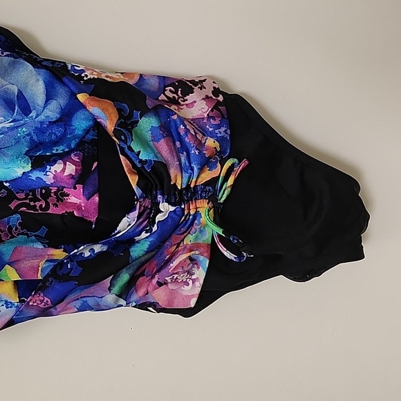 Longitude Coastal Rose Trip Front Ruched Sash Swim one-piece Size 8 - Picture 5 of 14